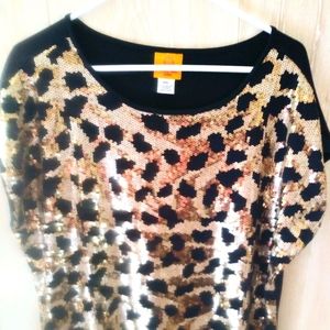 Cheetah spots sequined top by Ruby Rd. Petites PXL